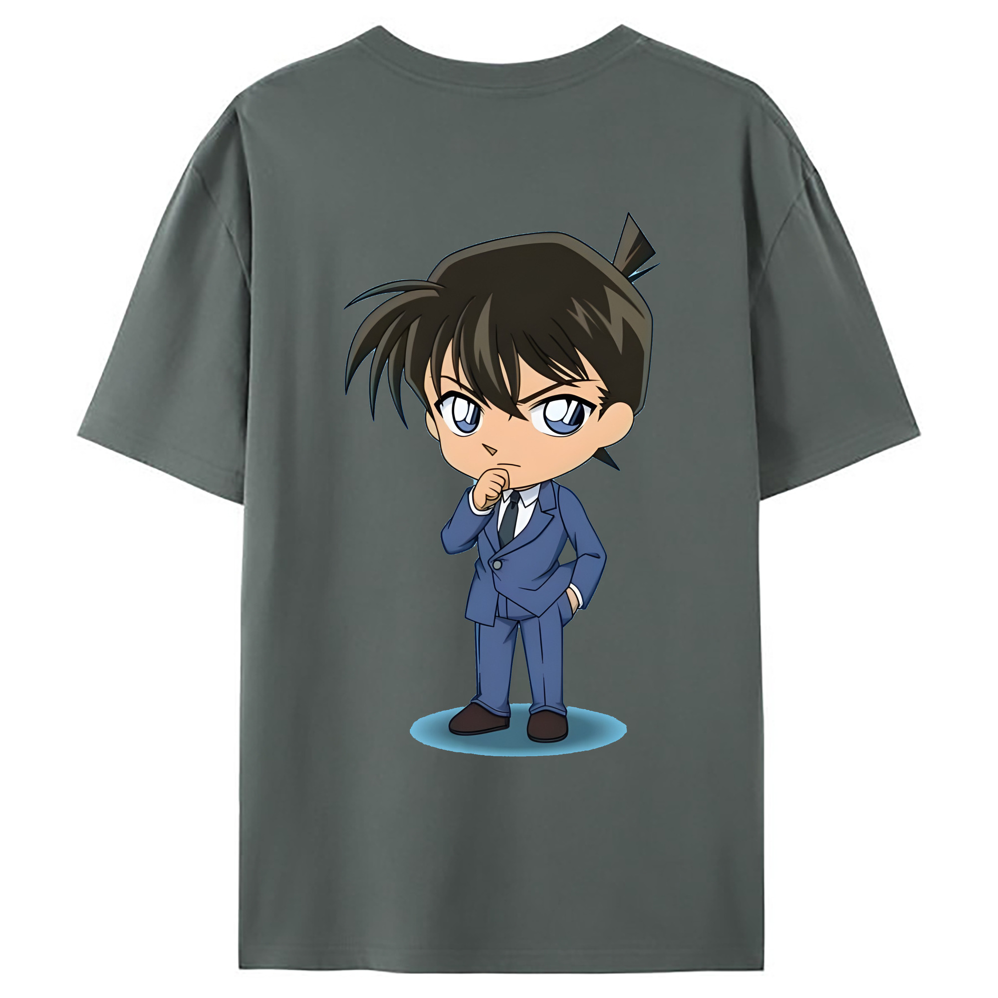 （画像用） 名探偵コナン 江戸川 コナン Detective Conan Conan Edogawa 綿100％ メンズ半袖Tシャツ（バックプリント） 通気性